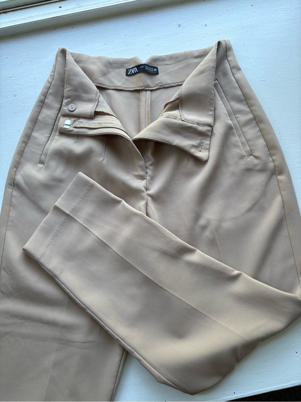 Zara Slim Tapered Trousers in tan